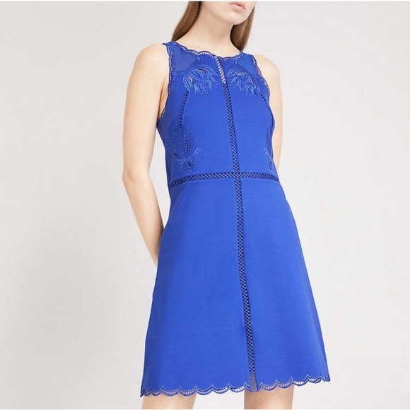 TED BAKER LONDON ROYAL BLUE CODI SCALLOPED DRESS - Picture 9 of 10